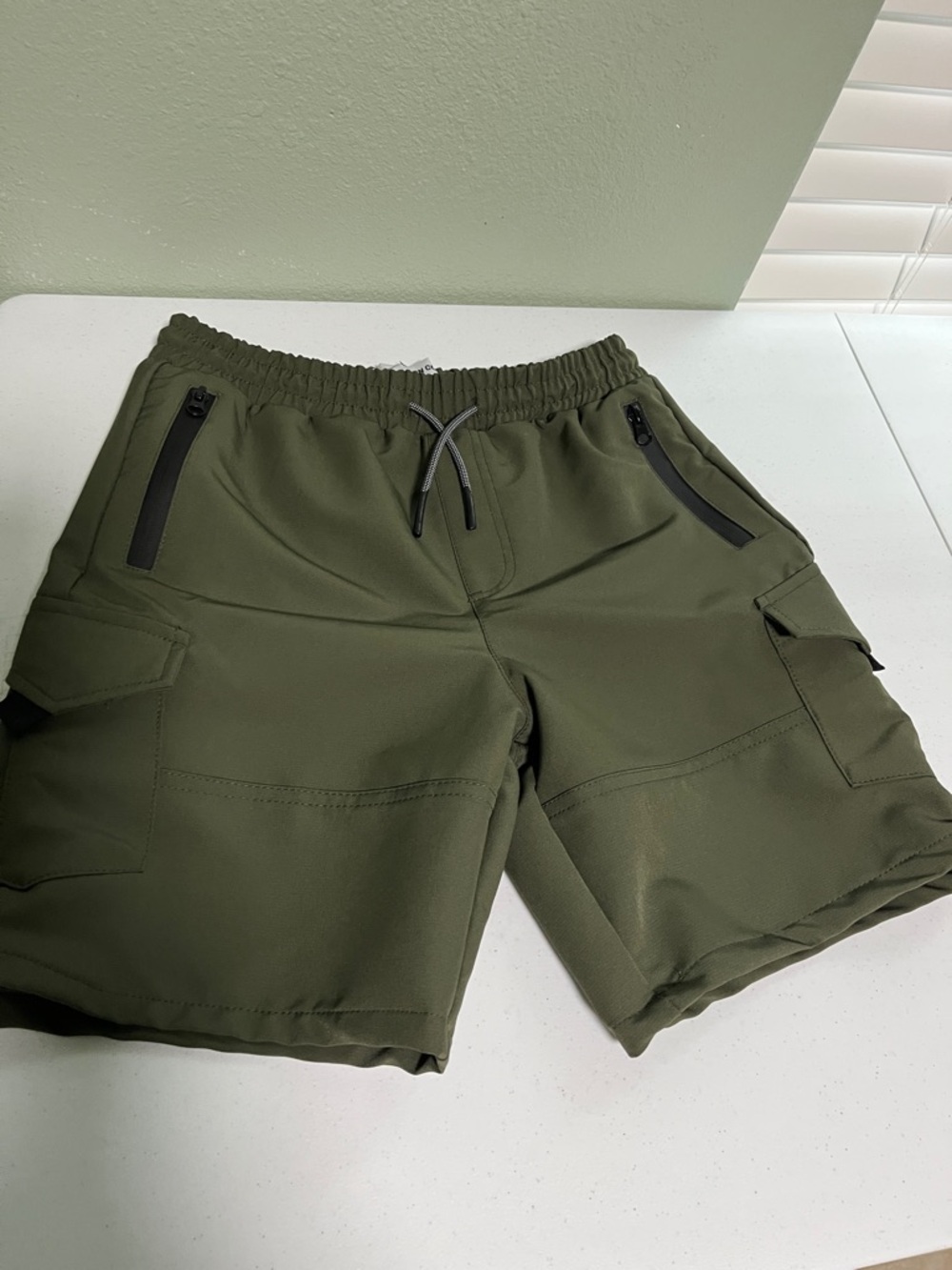 Sovereign Code Olive Green Cargo Shorts with Drawstring